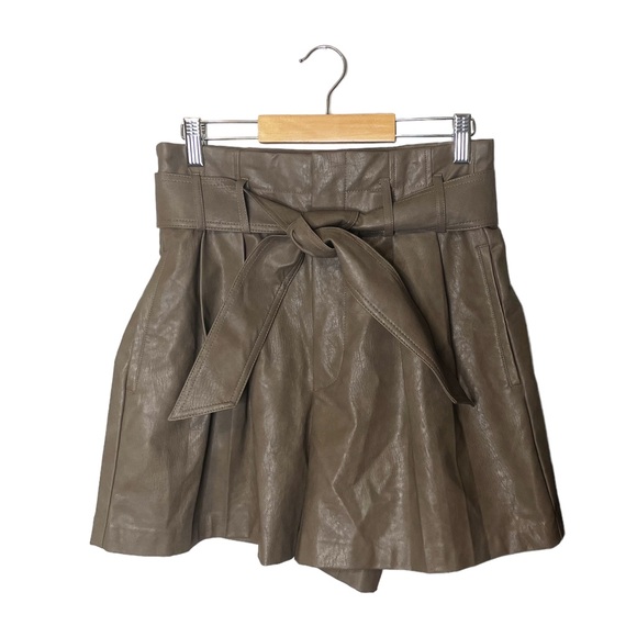 Zara Faux Leather Tie Waist Shorts - Picture 2 of 7